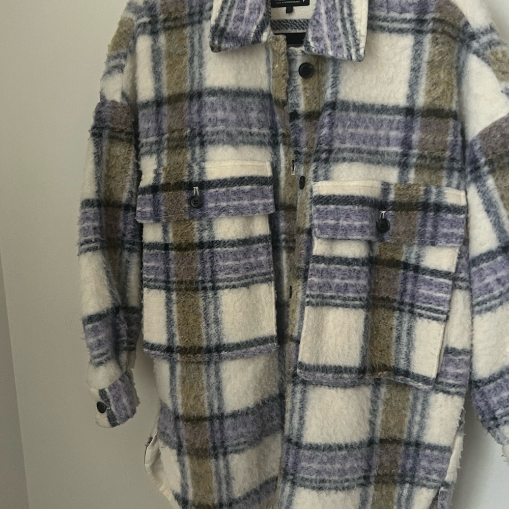 Zara Plaid shacket - Cream, Purple, Brown - Picture 2 of 4